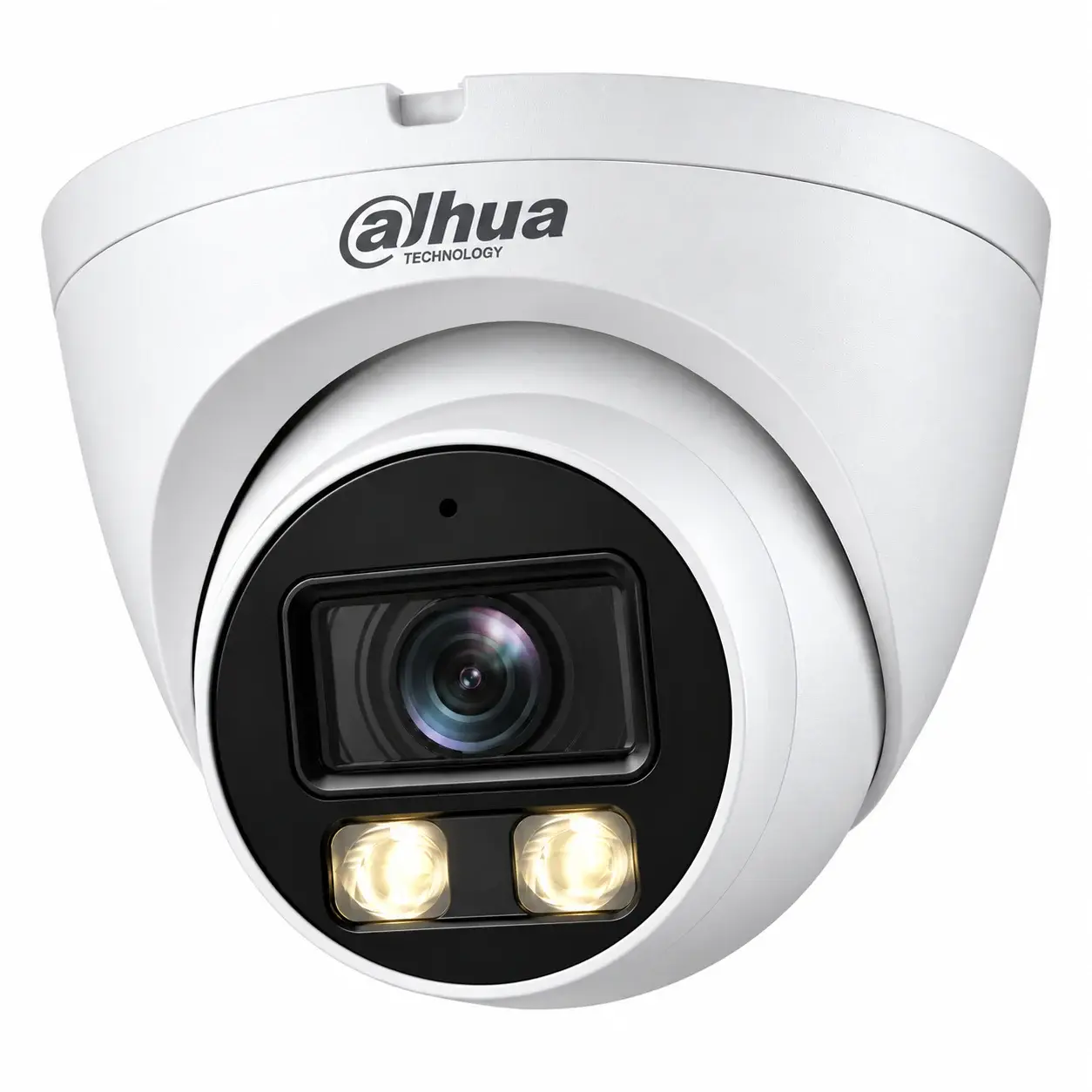 Dahua turret camera with wide warm-light illuminators lit