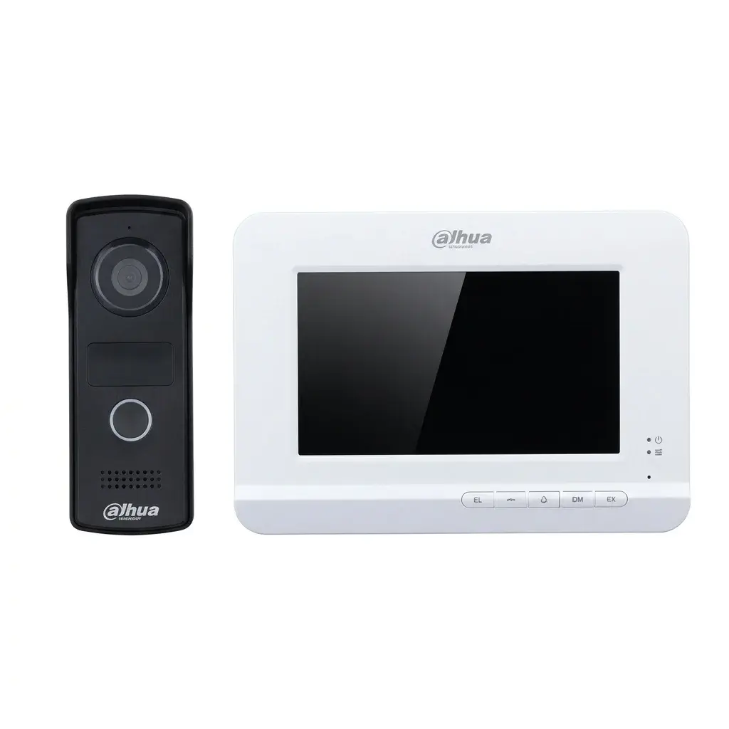 Dahua video intercom kit with black door station and white monitor